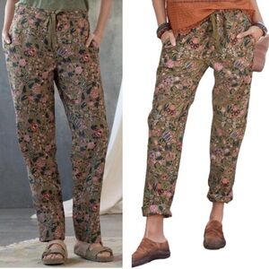 Sundance Madora‎ Olive Green Floral Drawstring Pants - PM